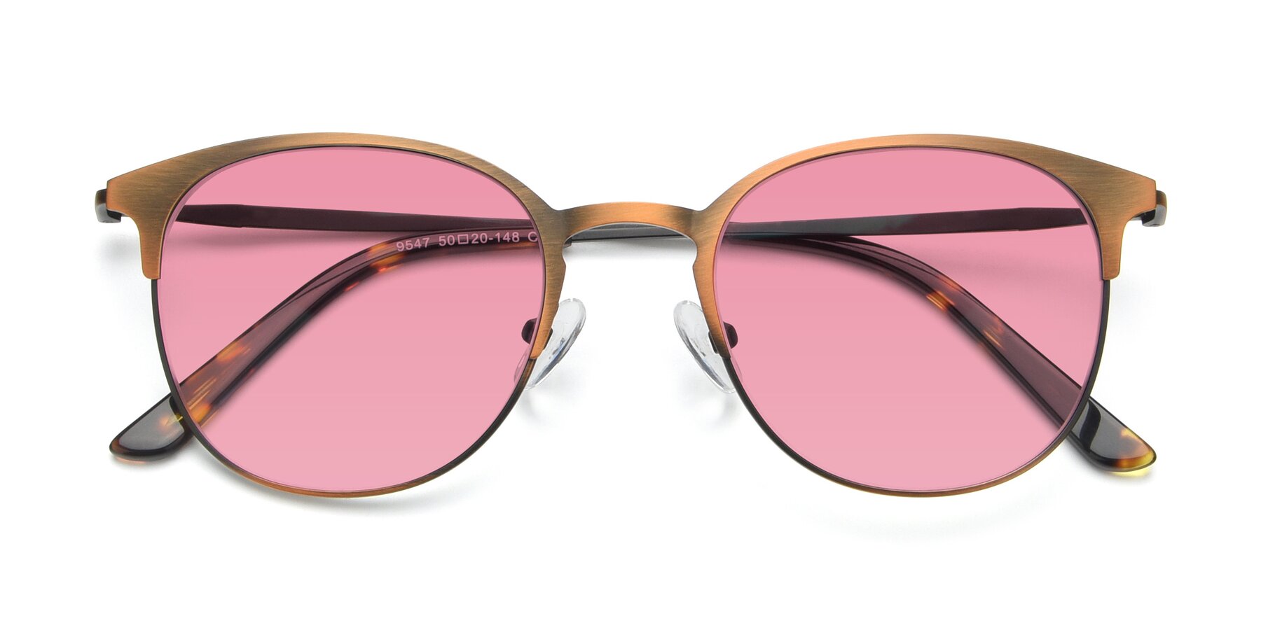 Folded Front of 9547 in Antique Bronze with Pink Tinted Lenses