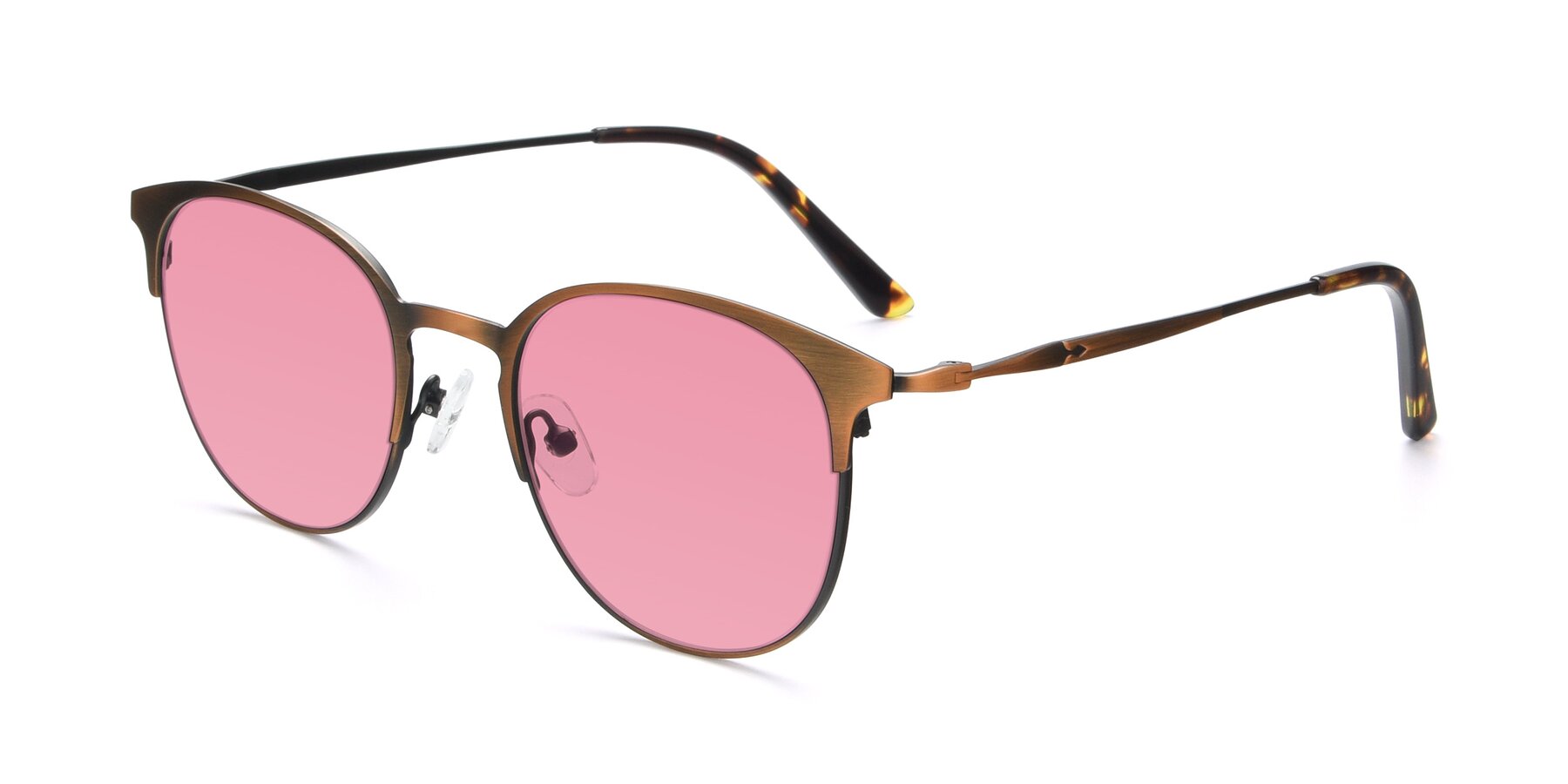 Angle of 9547 in Antique Bronze with Pink Tinted Lenses