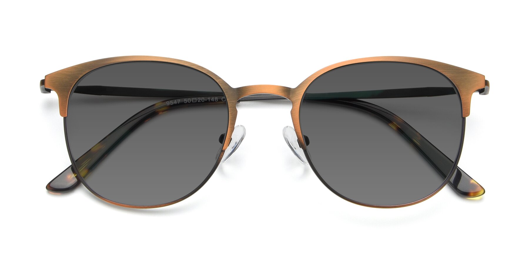 Folded Front of 9547 in Antique Bronze with Medium Gray Tinted Lenses