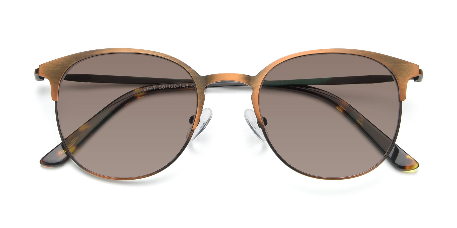 Folded Front of 9547 in Antique Bronze with Medium Brown Tinted Lenses