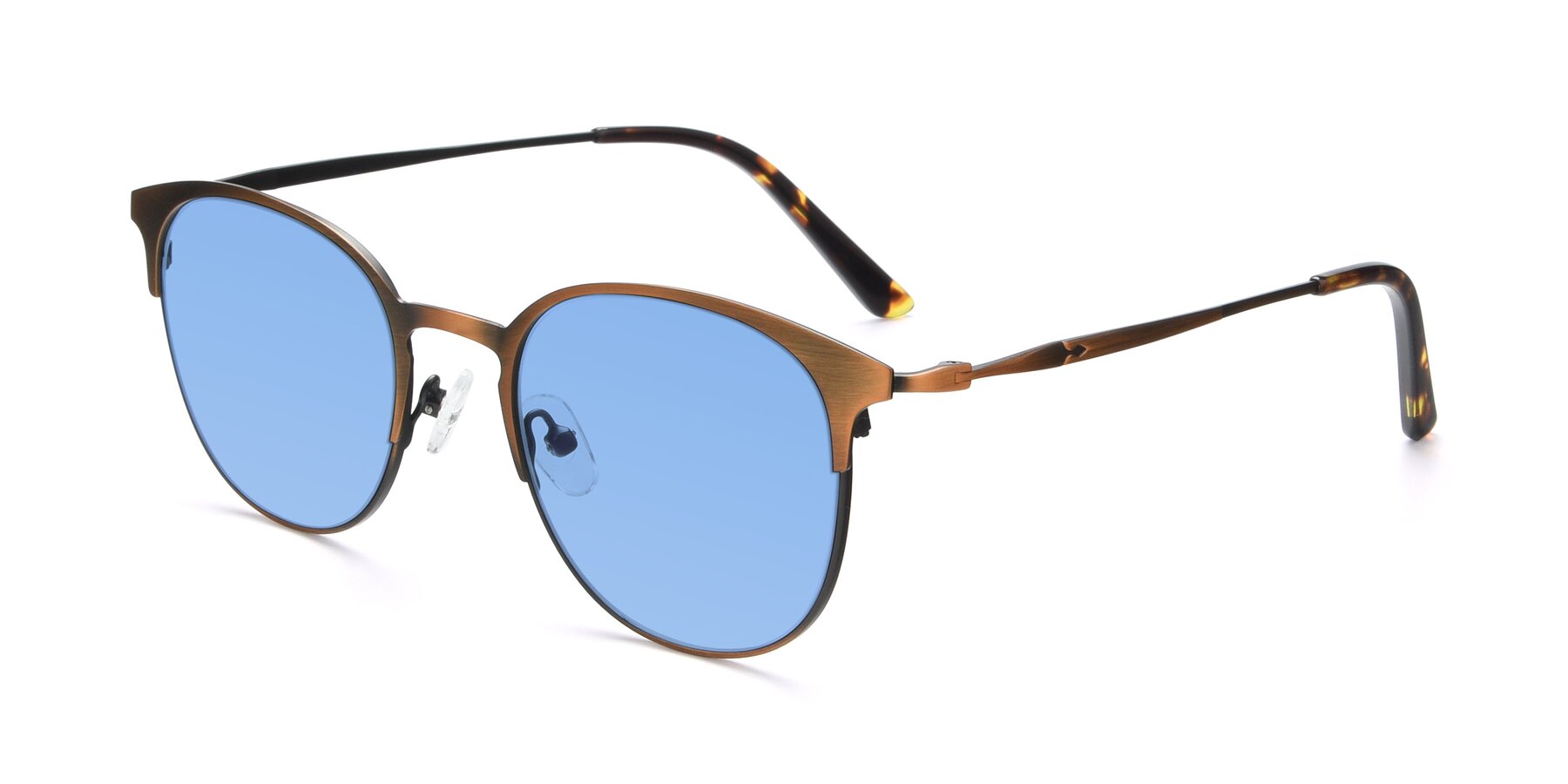 Angle of 9547 in Antique Bronze with Medium Blue Tinted Lenses