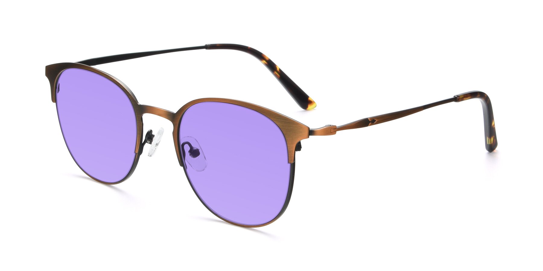 Angle of 9547 in Antique Bronze with Medium Purple Tinted Lenses