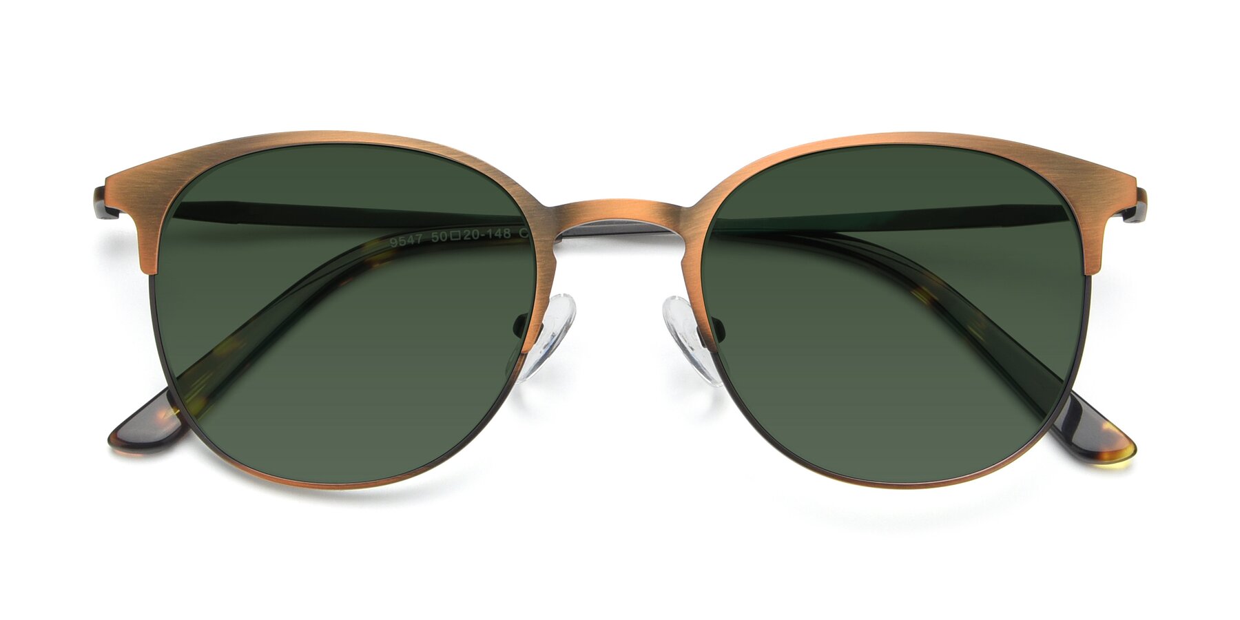 Folded Front of 9547 in Antique Bronze with Green Tinted Lenses