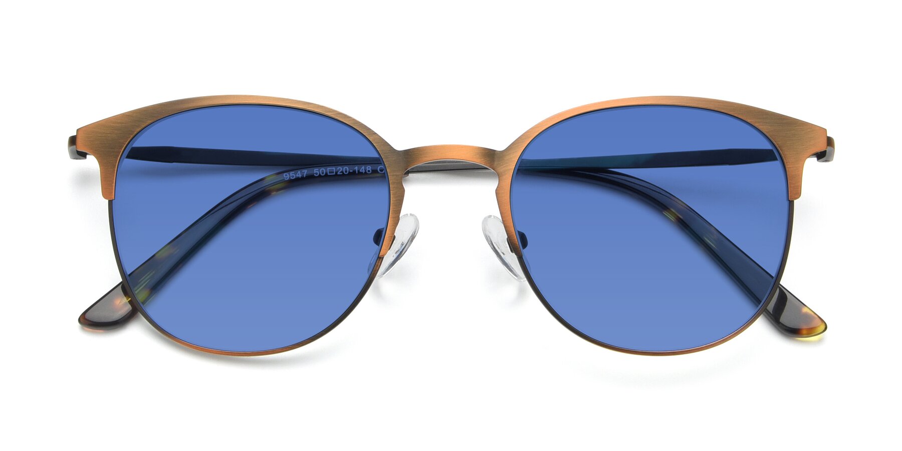 Folded Front of 9547 in Antique Bronze with Blue Tinted Lenses