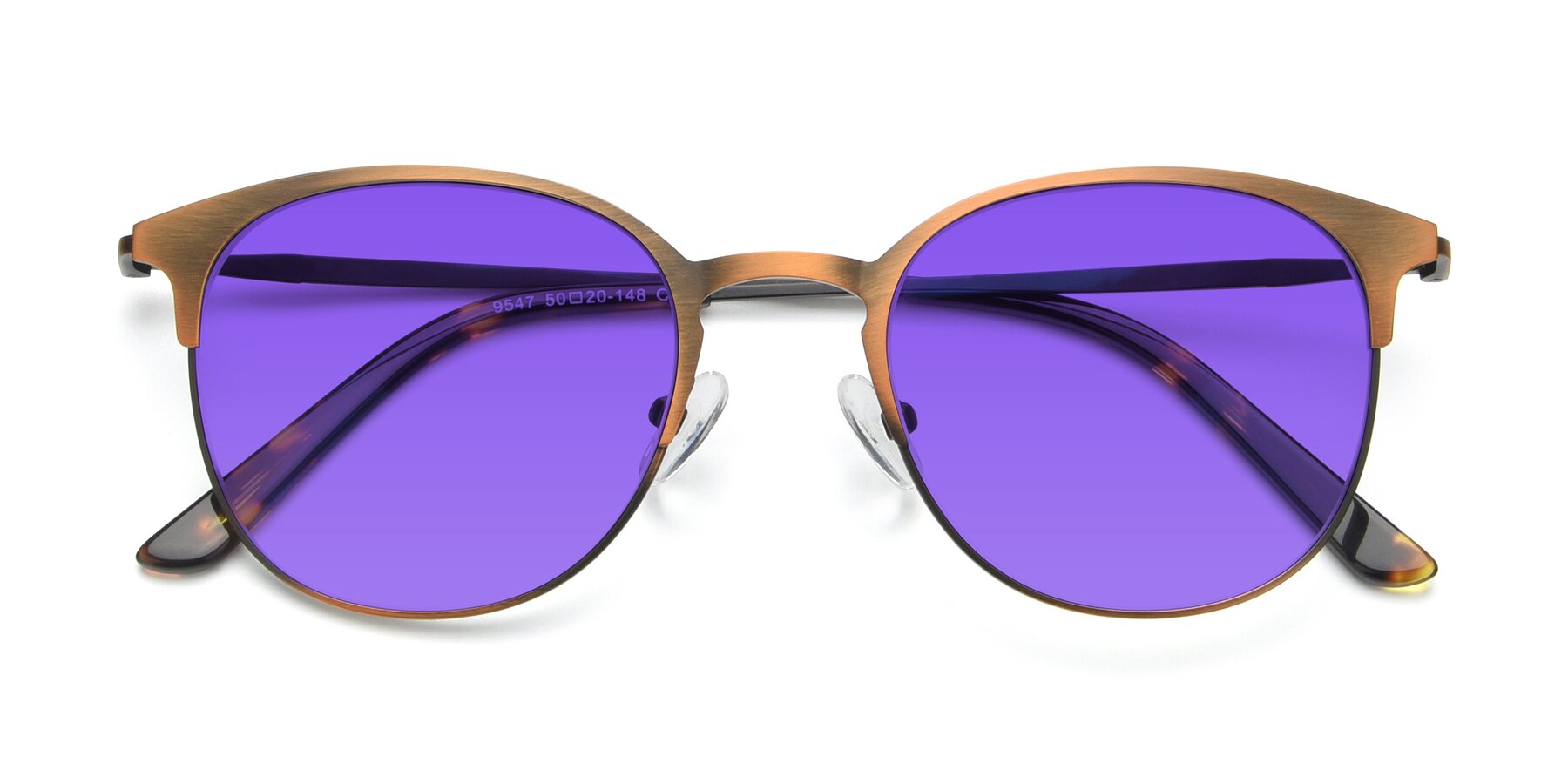 Folded Front of 9547 in Antique Bronze with Purple Tinted Lenses