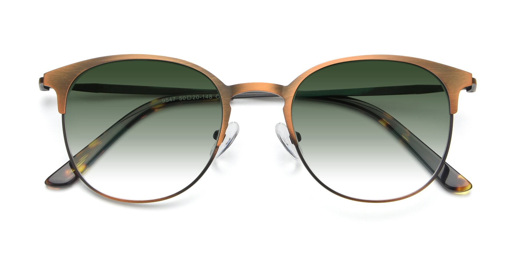 Folded Front of 9547 in Antique Bronze with Green Gradient Lenses