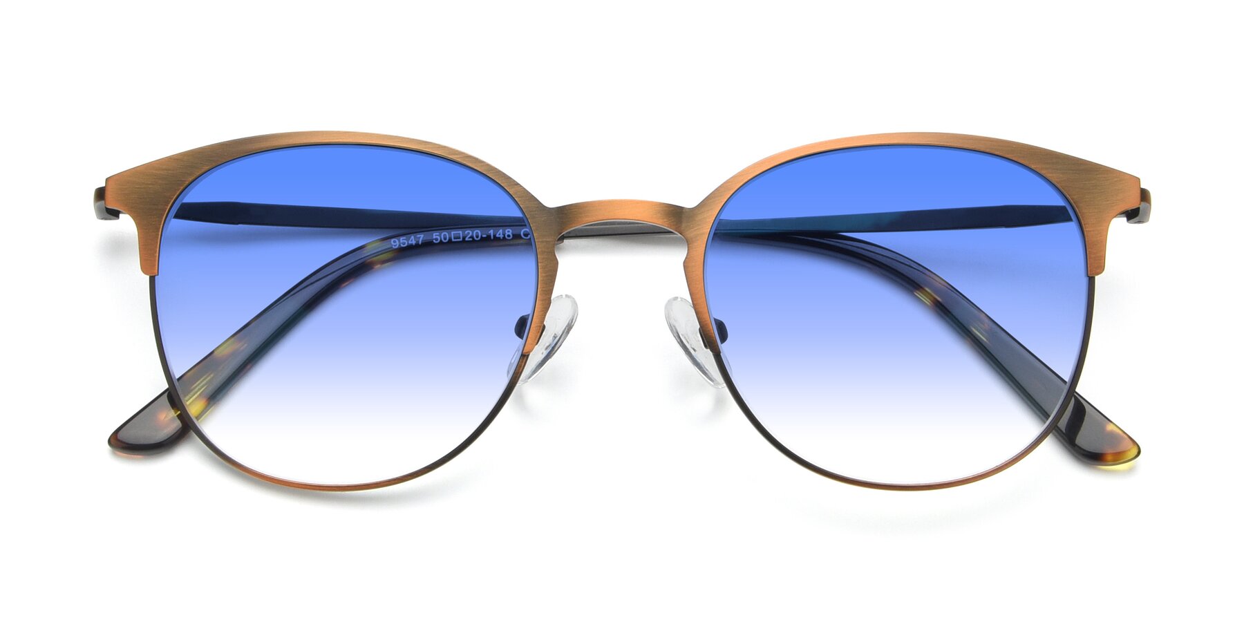 Folded Front of 9547 in Antique Bronze with Blue Gradient Lenses