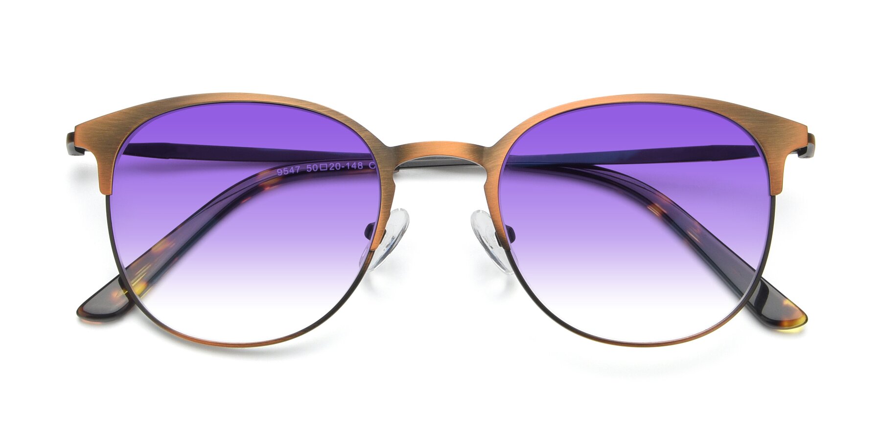 Folded Front of 9547 in Antique Bronze with Purple Gradient Lenses