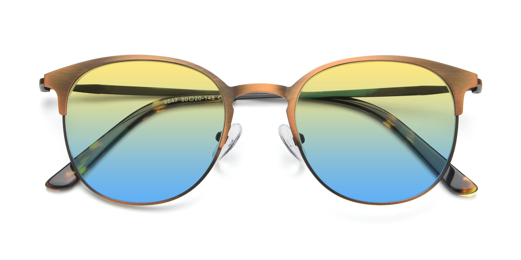 Folded Front of 9547 in Antique Bronze with Yellow / Blue Gradient Lenses