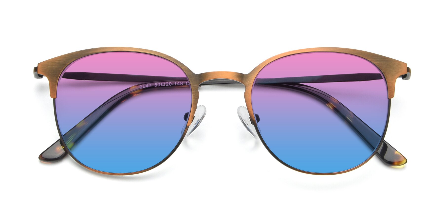 Folded Front of 9547 in Antique Bronze with Pink / Blue Gradient Lenses
