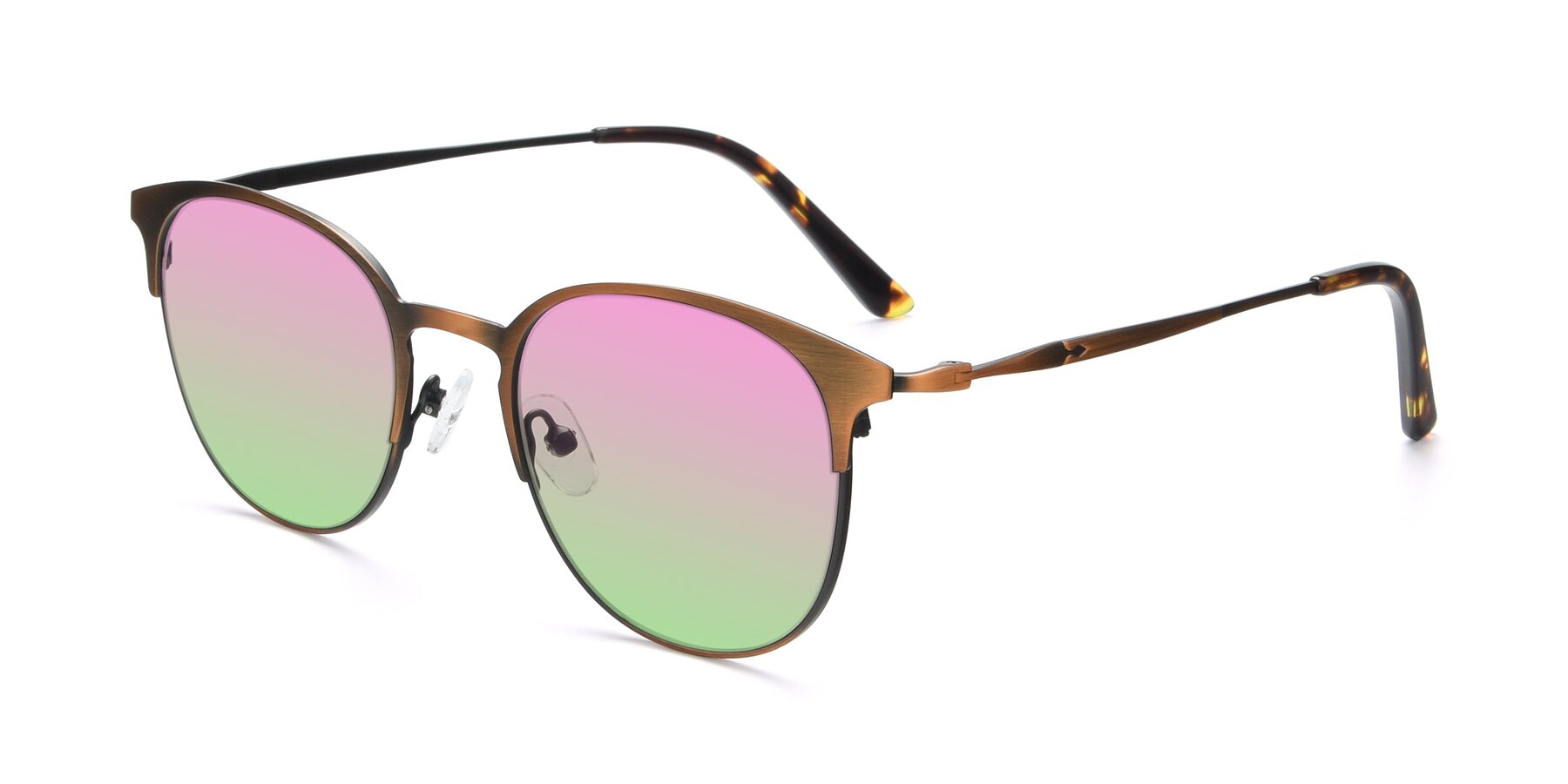 Angle of 9547 in Antique Bronze with Pink / Green Gradient Lenses
