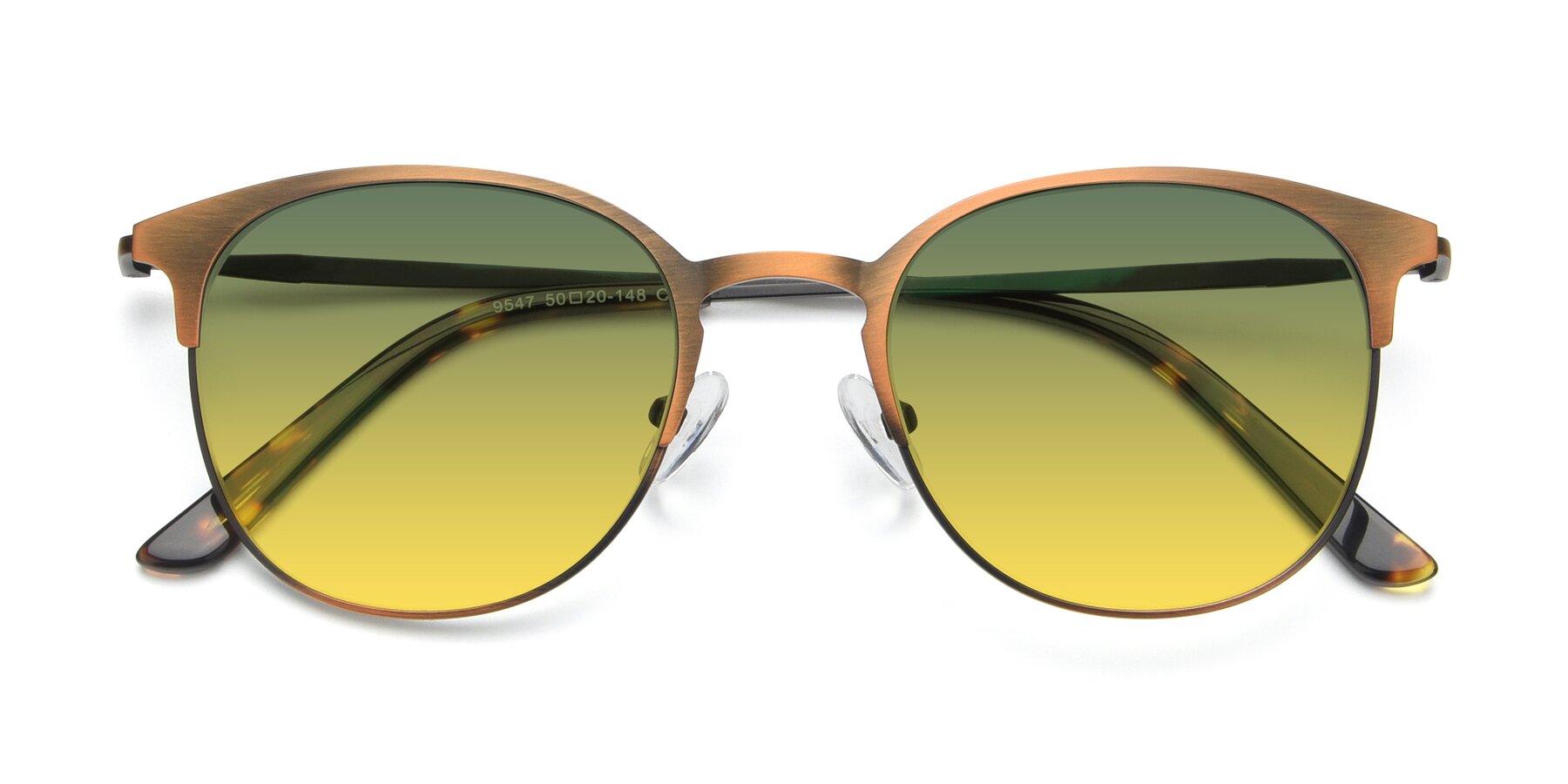 Folded Front of 9547 in Antique Bronze with Green / Yellow Gradient Lenses