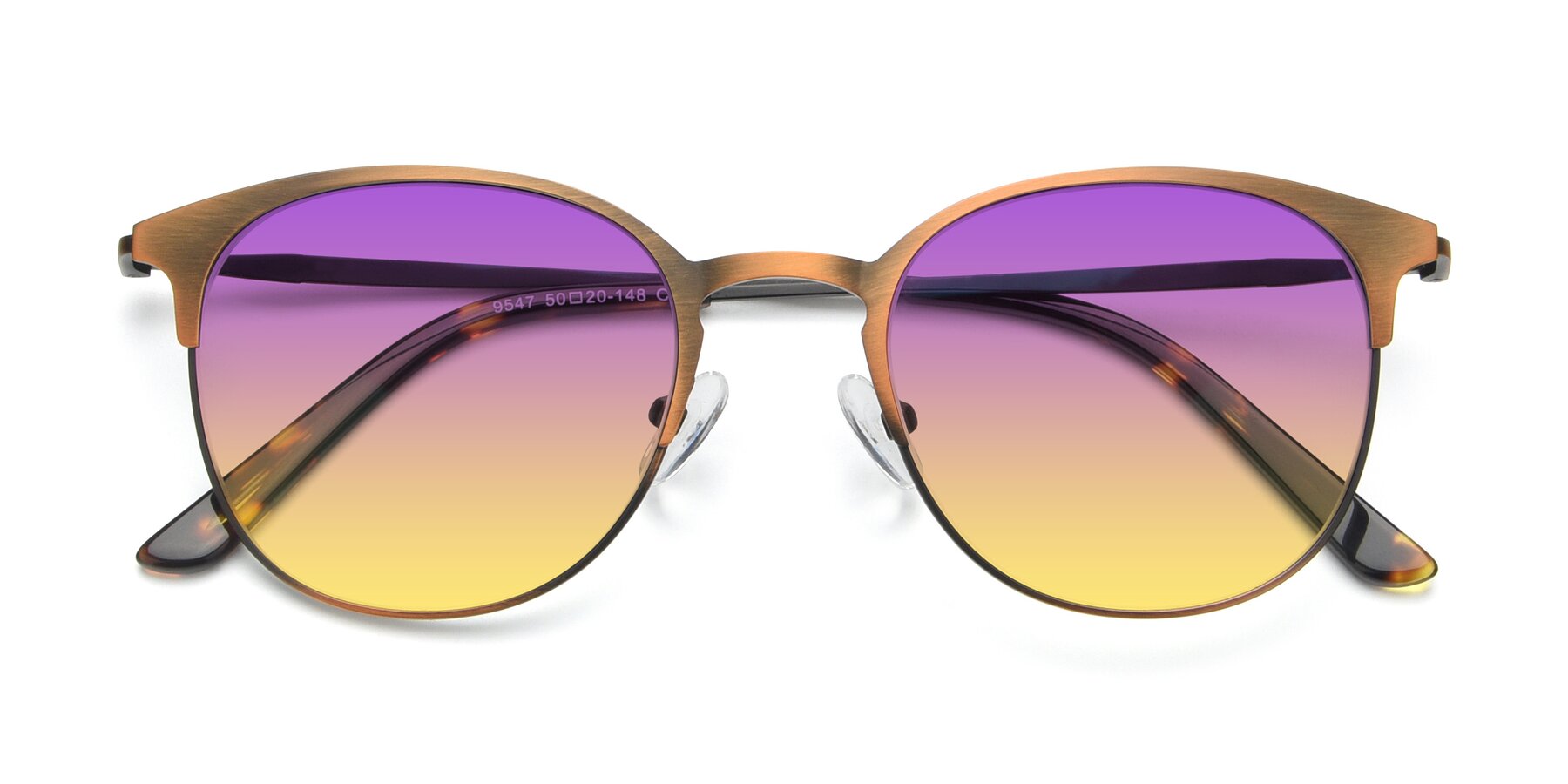 Folded Front of 9547 in Antique Bronze with Purple / Yellow Gradient Lenses
