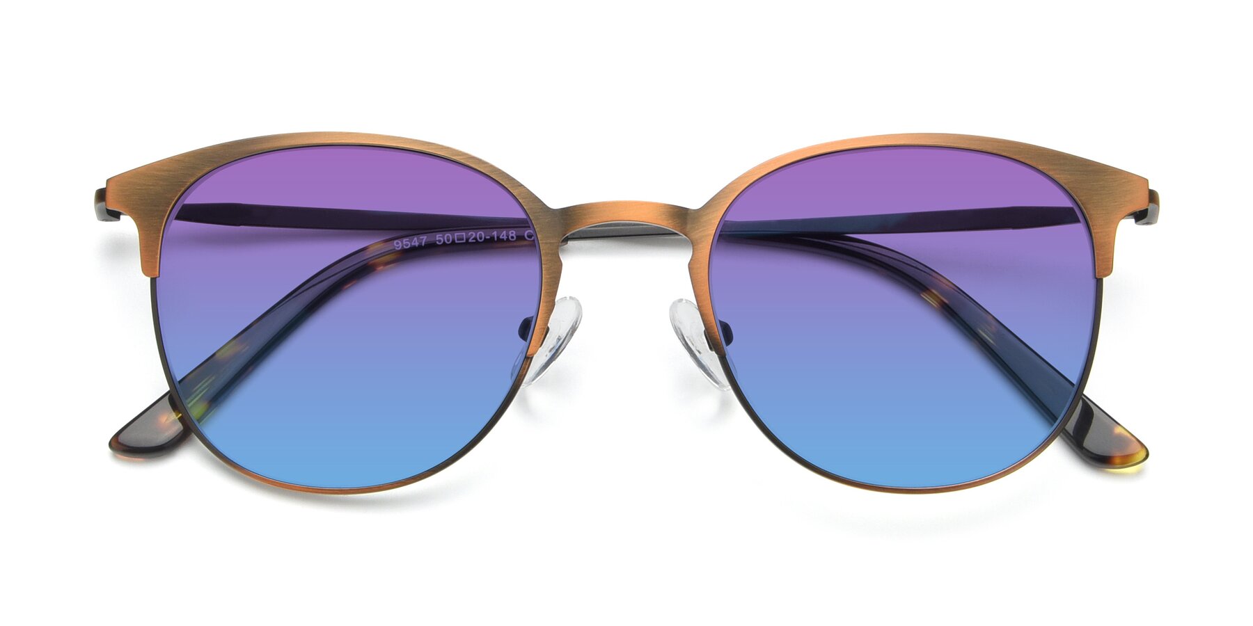 Folded Front of 9547 in Antique Bronze with Purple / Blue Gradient Lenses