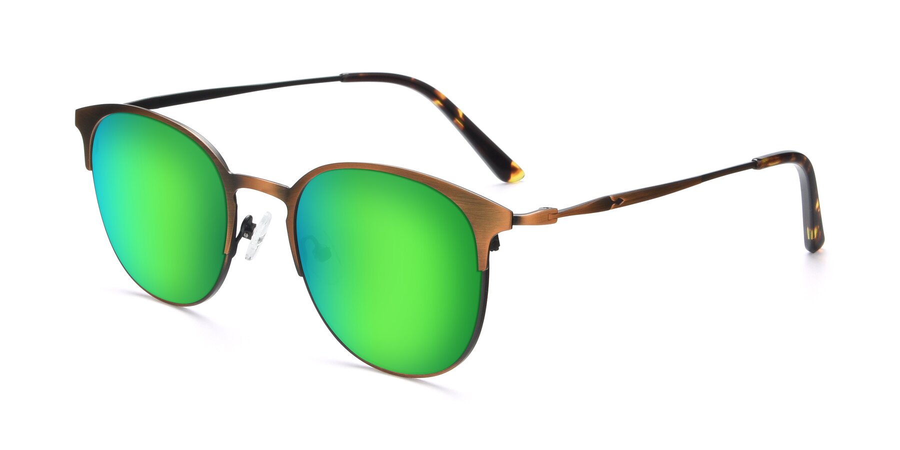 Angle of 9547 in Antique Bronze with Green Mirrored Lenses