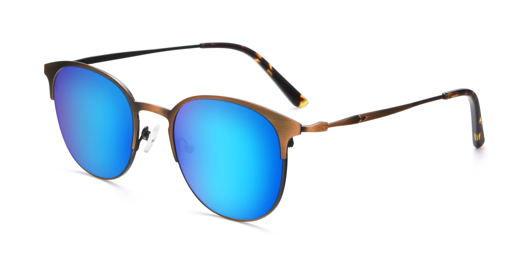 Angle of 9547 in Antique Bronze with Blue Mirrored Lenses