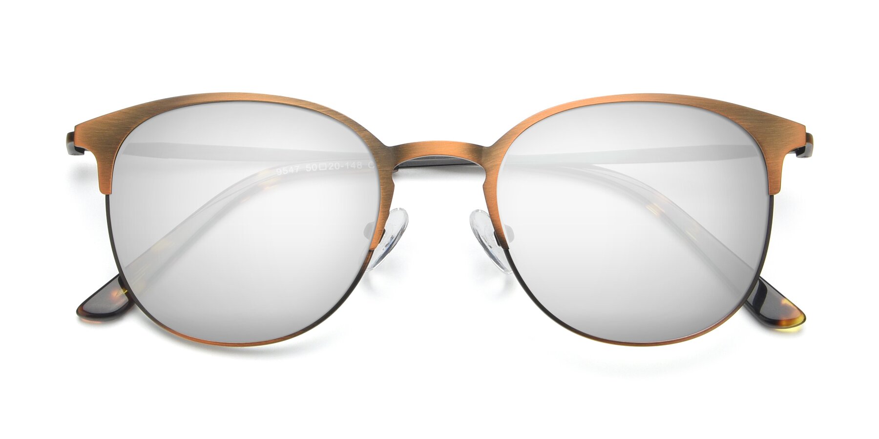 Folded Front of 9547 in Antique Bronze with Silver Mirrored Lenses