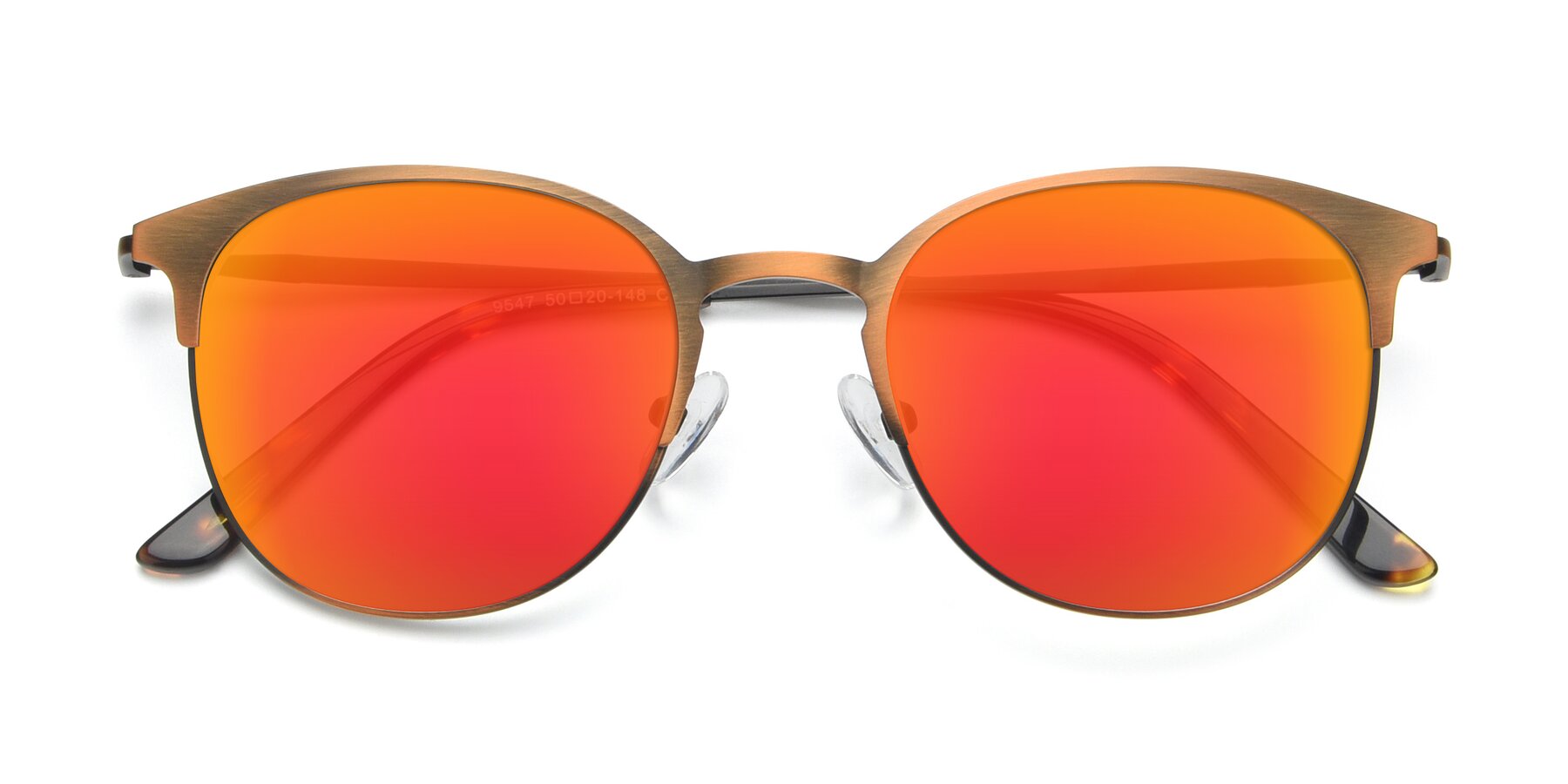 Folded Front of 9547 in Antique Bronze with Red Gold Mirrored Lenses