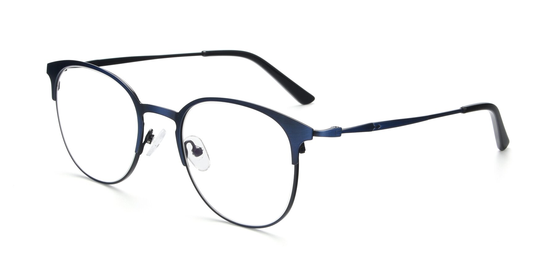 Angle of 9547 in Antique Blue with Clear Eyeglass Lenses