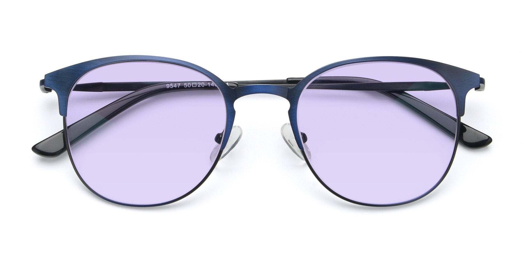 Folded Front of 9547 in Antique Blue with Light Purple Tinted Lenses