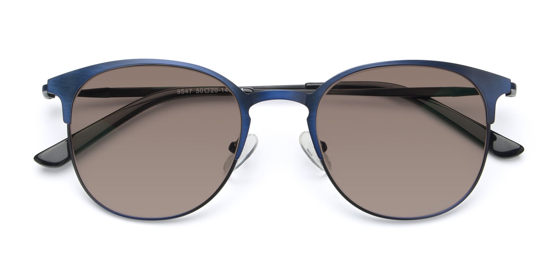 Folded Front of 9547 in Antique Blue with Medium Brown Tinted Lenses