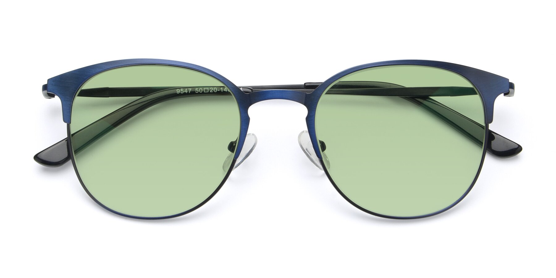 Folded Front of 9547 in Antique Blue with Medium Green Tinted Lenses