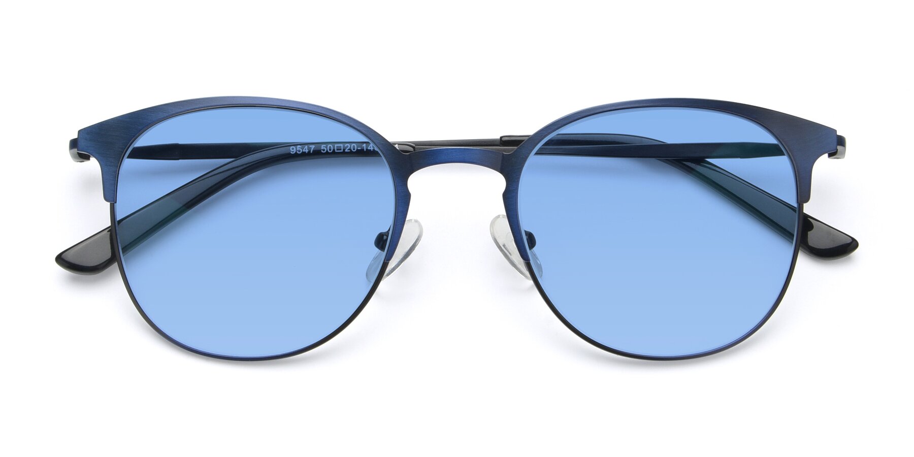 Folded Front of 9547 in Antique Blue with Medium Blue Tinted Lenses