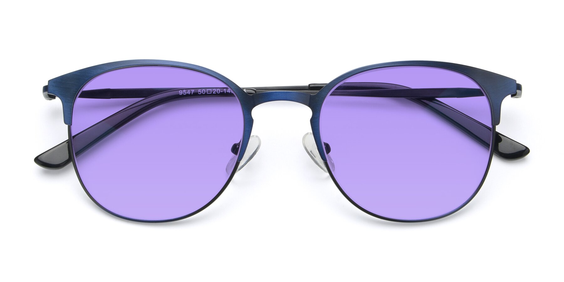 Folded Front of 9547 in Antique Blue with Medium Purple Tinted Lenses