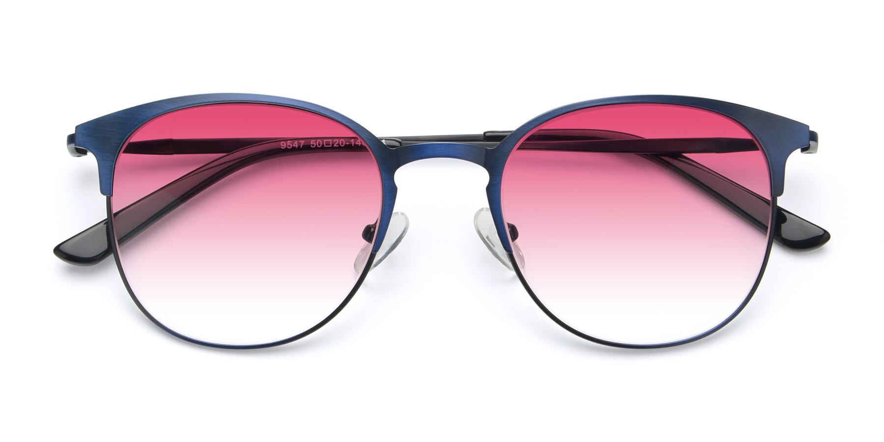 Folded Front of 9547 in Antique Blue with Pink Gradient Lenses