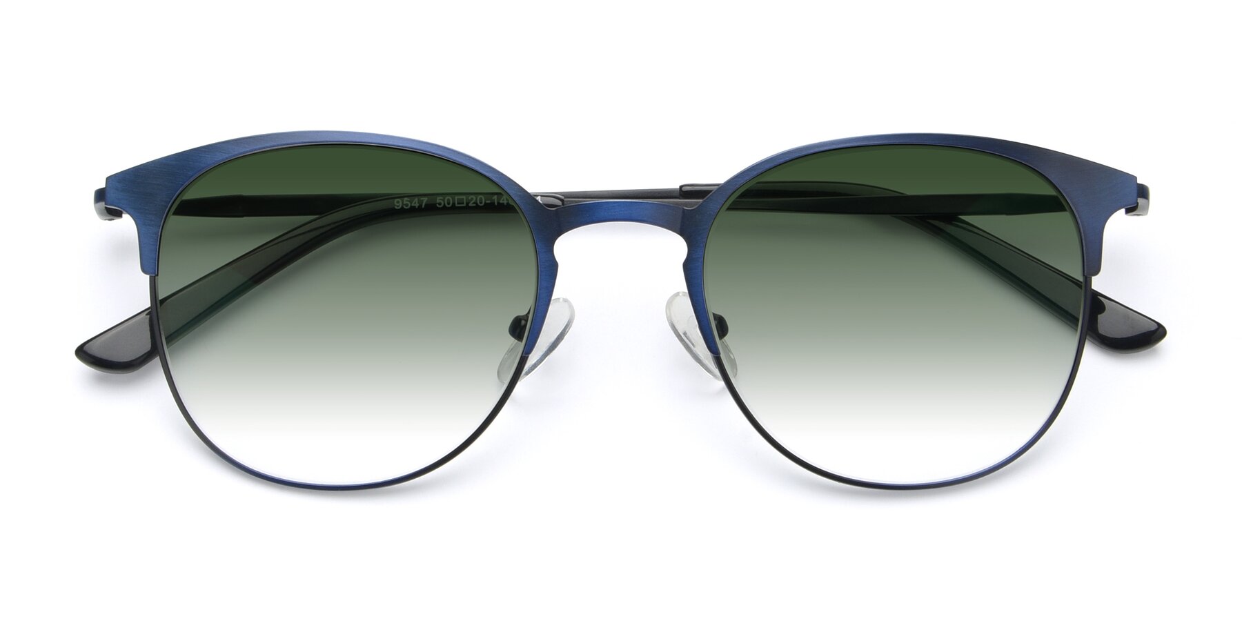 Folded Front of 9547 in Antique Blue with Green Gradient Lenses