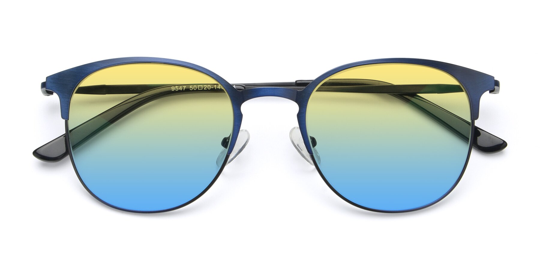 Folded Front of 9547 in Antique Blue with Yellow / Blue Gradient Lenses