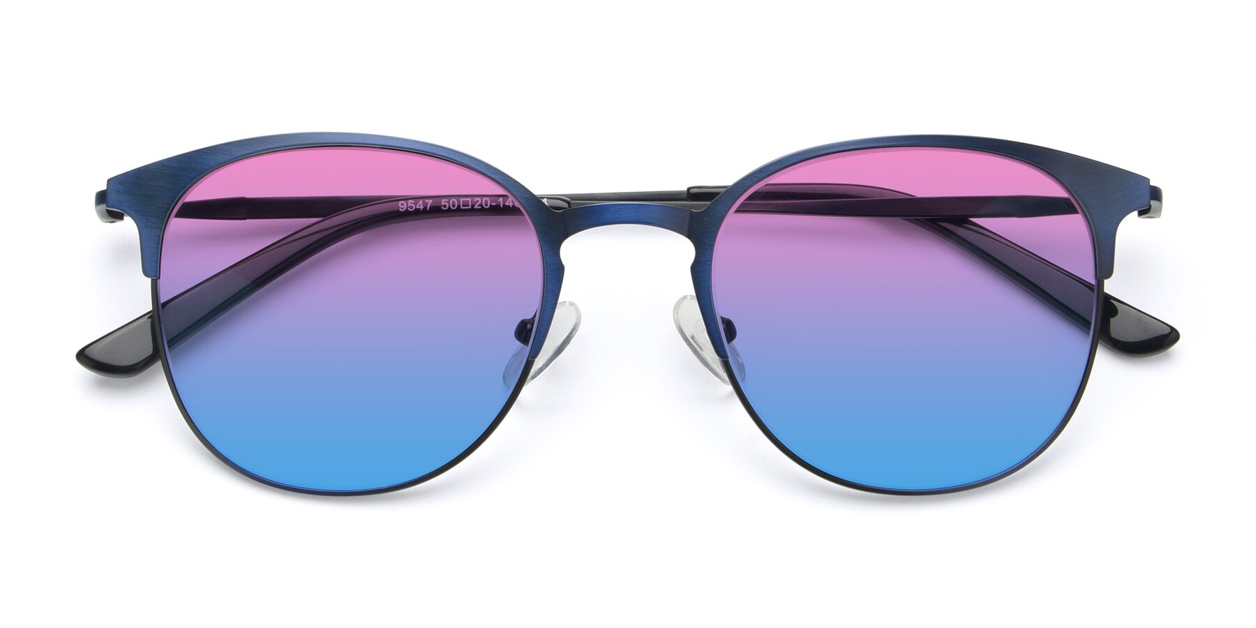 Folded Front of 9547 in Antique Blue with Pink / Blue Gradient Lenses