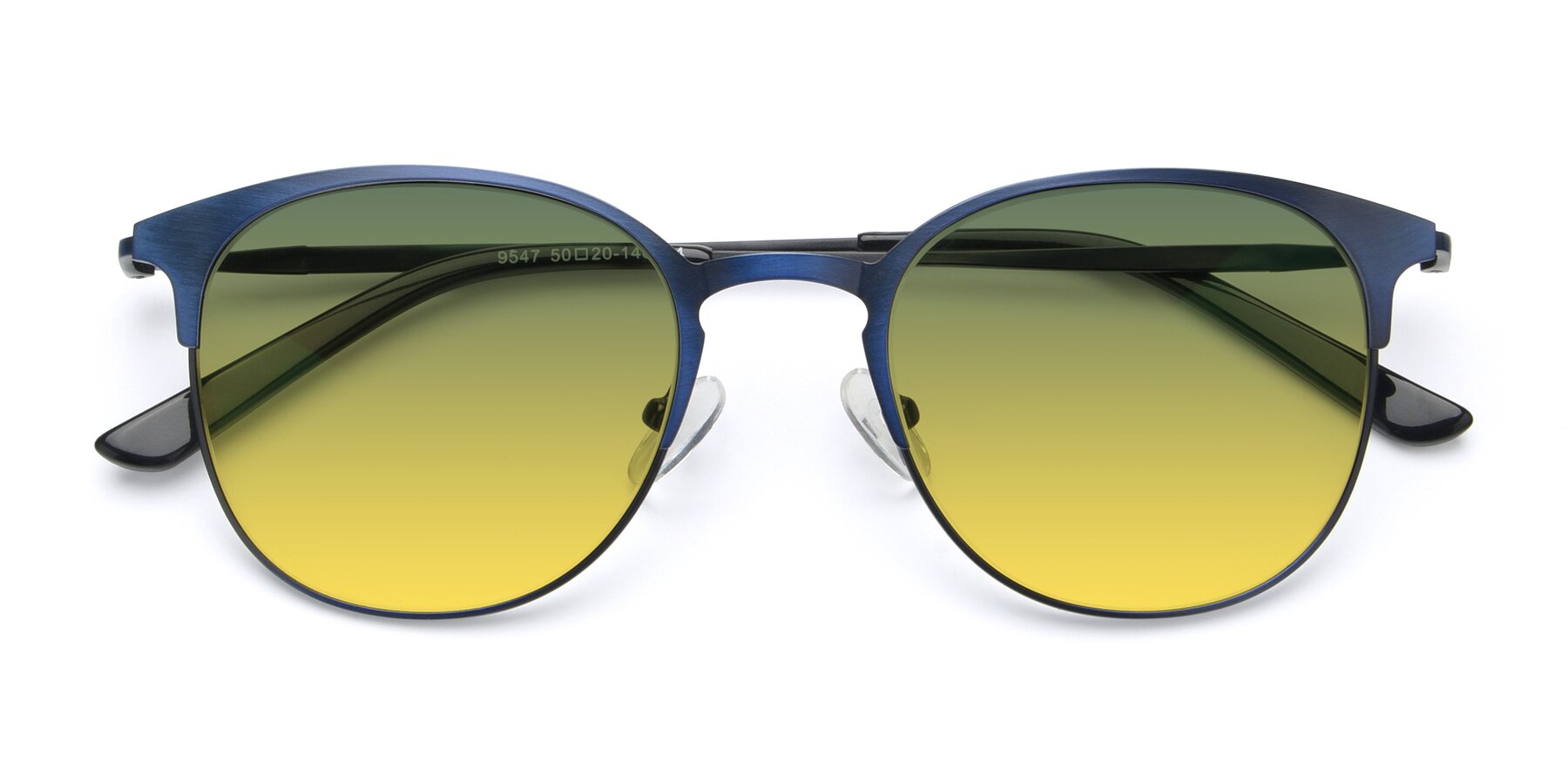 Folded Front of 9547 in Antique Blue with Green / Yellow Gradient Lenses