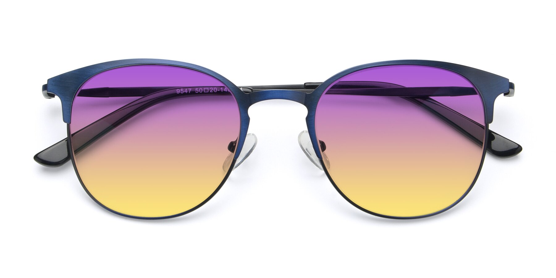 Folded Front of 9547 in Antique Blue with Purple / Yellow Gradient Lenses
