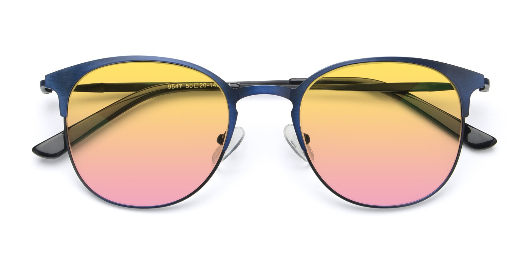 Folded Front of 9547 in Antique Blue with Yellow / Pink Gradient Lenses