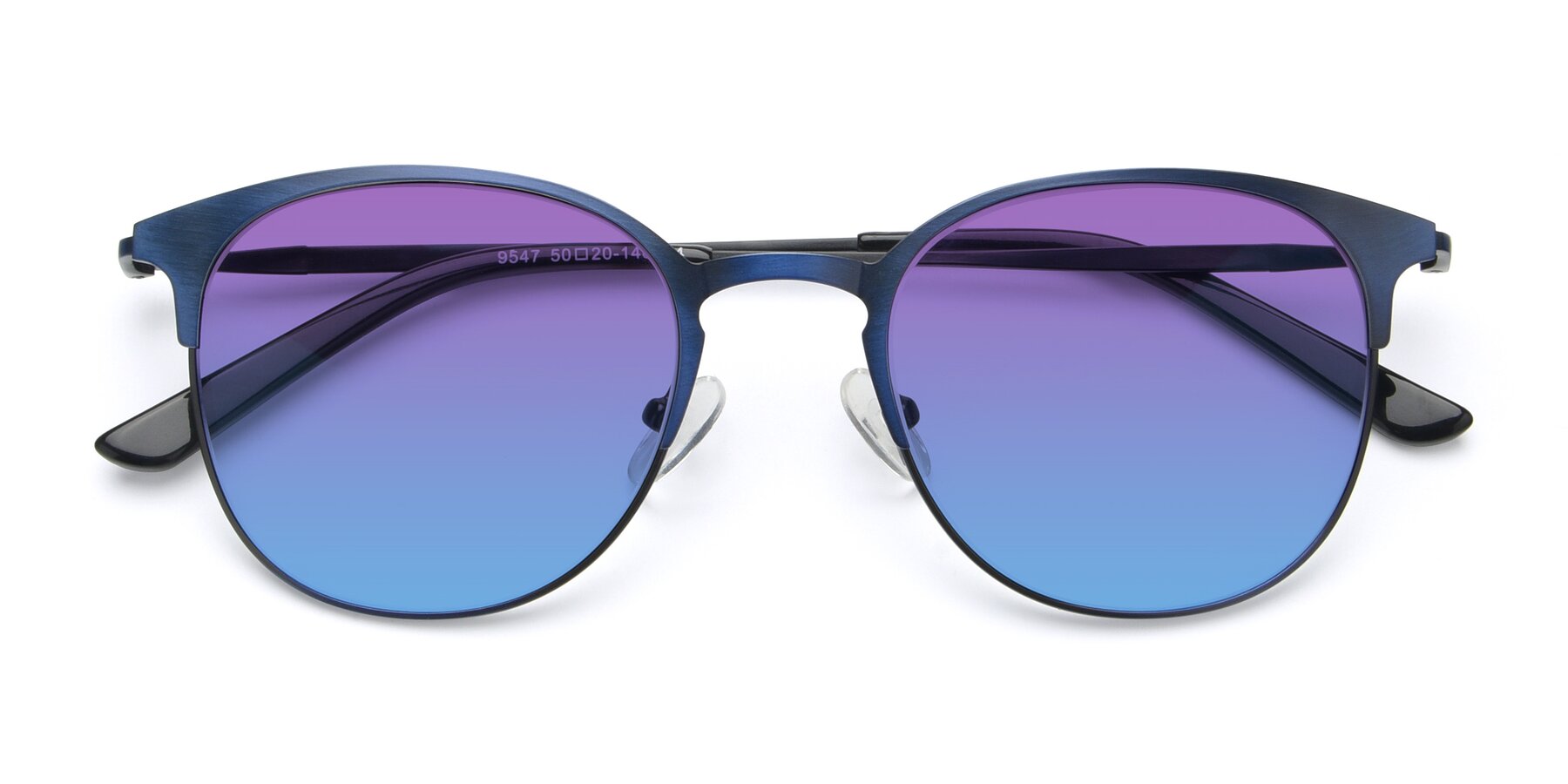 Folded Front of 9547 in Antique Blue with Purple / Blue Gradient Lenses