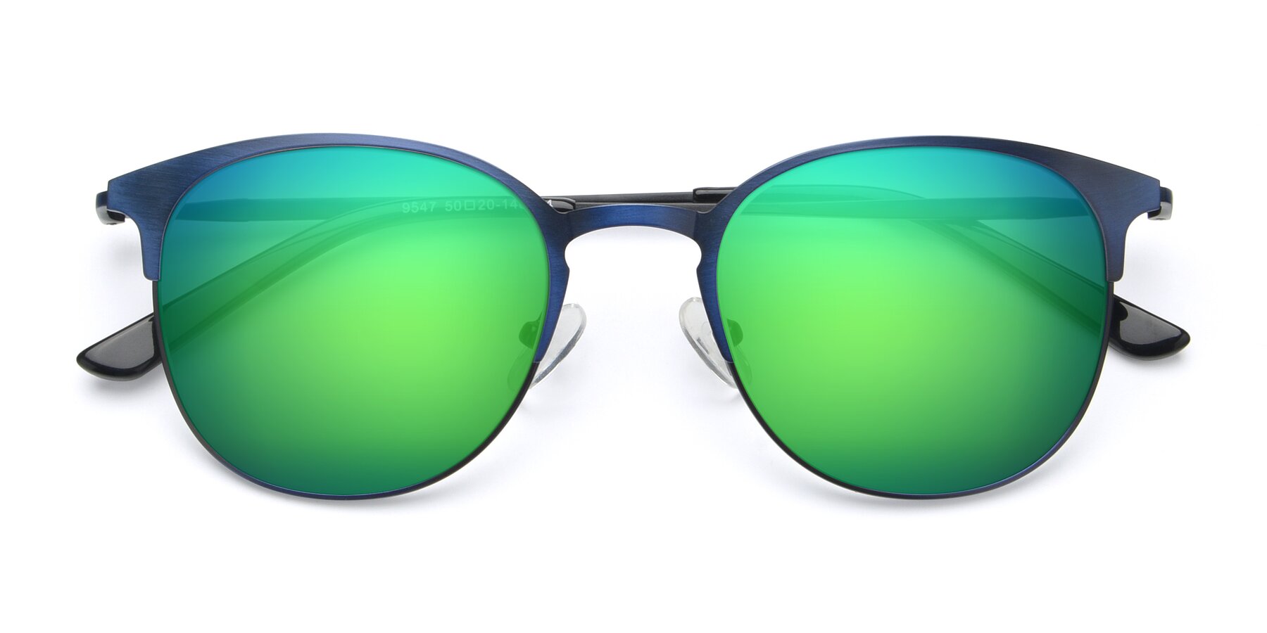 Folded Front of 9547 in Antique Blue with Green Mirrored Lenses