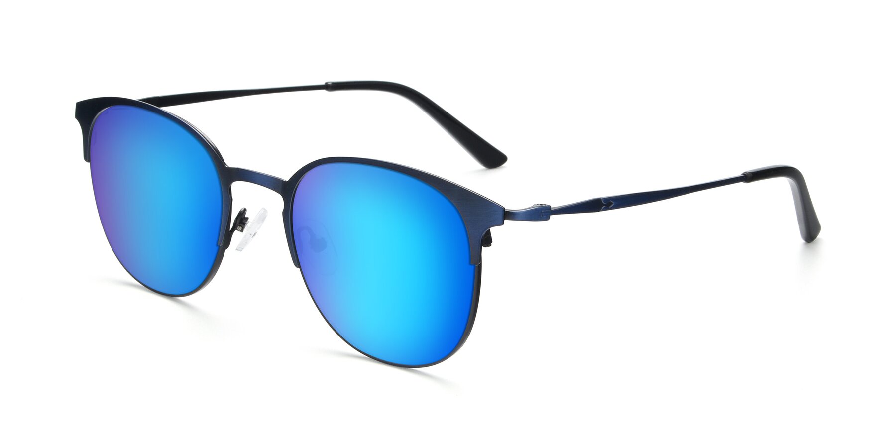 Angle of 9547 in Antique Blue with Blue Mirrored Lenses