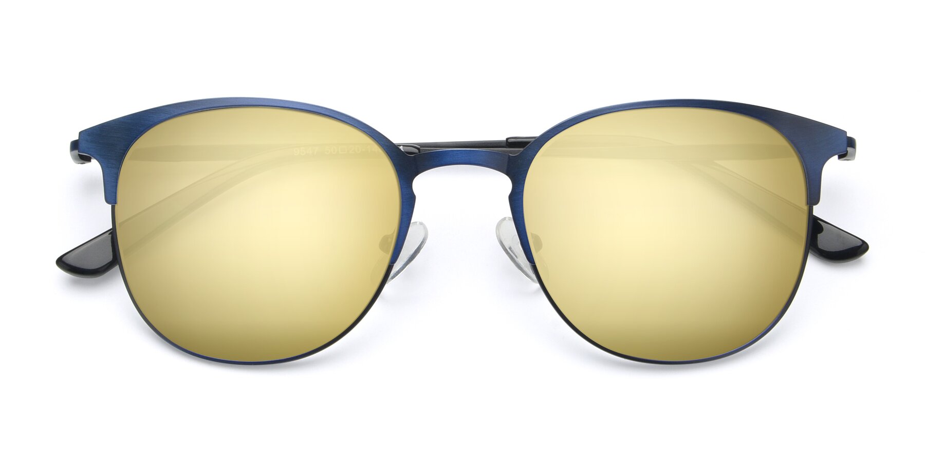 Folded Front of 9547 in Antique Blue with Gold Mirrored Lenses