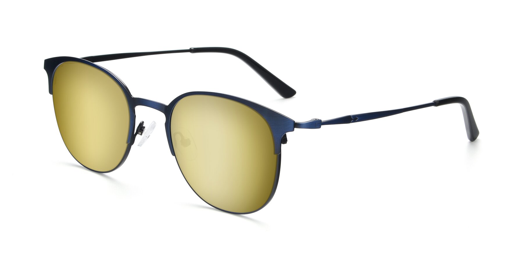 Angle of 9547 in Antique Blue with Gold Mirrored Lenses