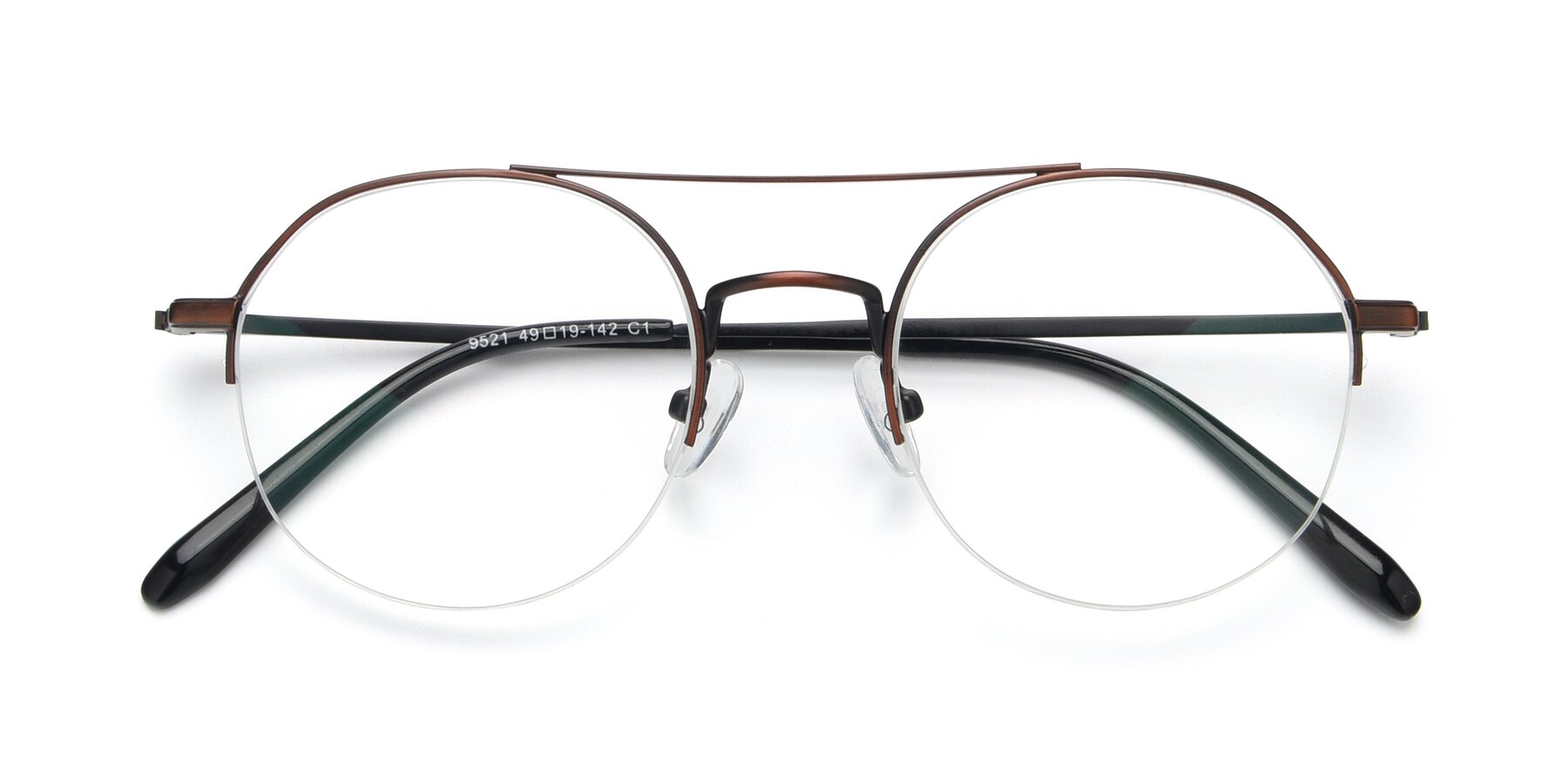 Folded Front of 9521 in Brown with Clear Blue Light Blocking Lenses
