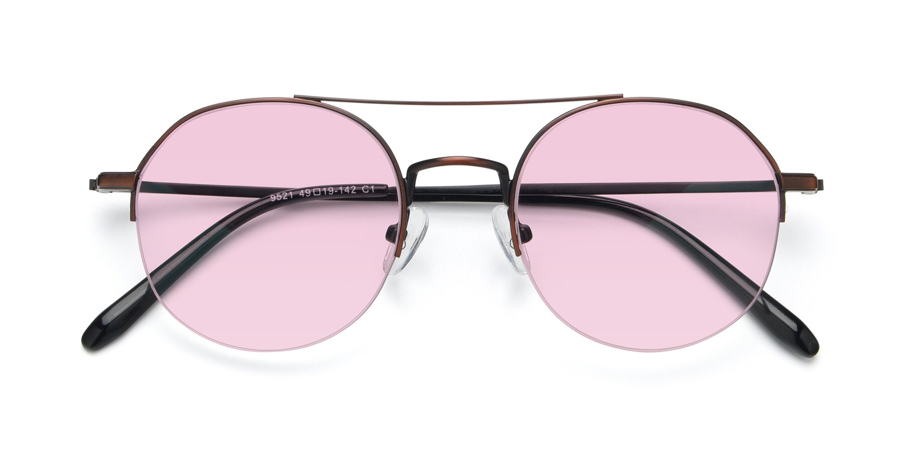 Folded Front of 9521 in Brown with Light Pink Tinted Lenses