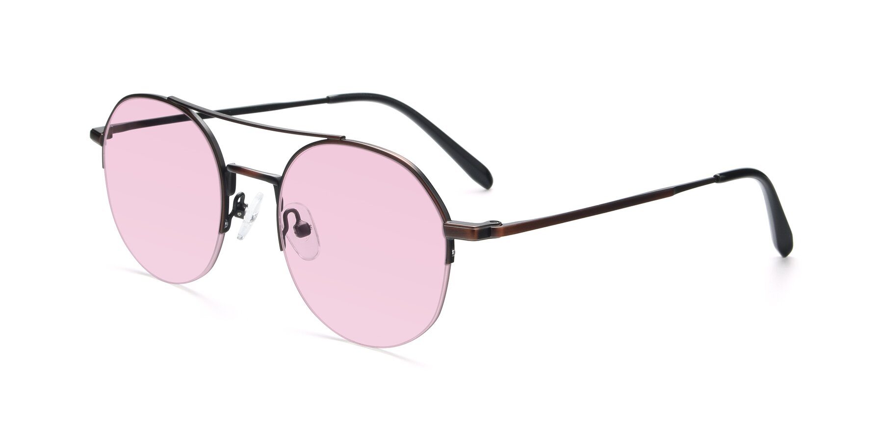 Angle of 9521 in Brown with Light Pink Tinted Lenses