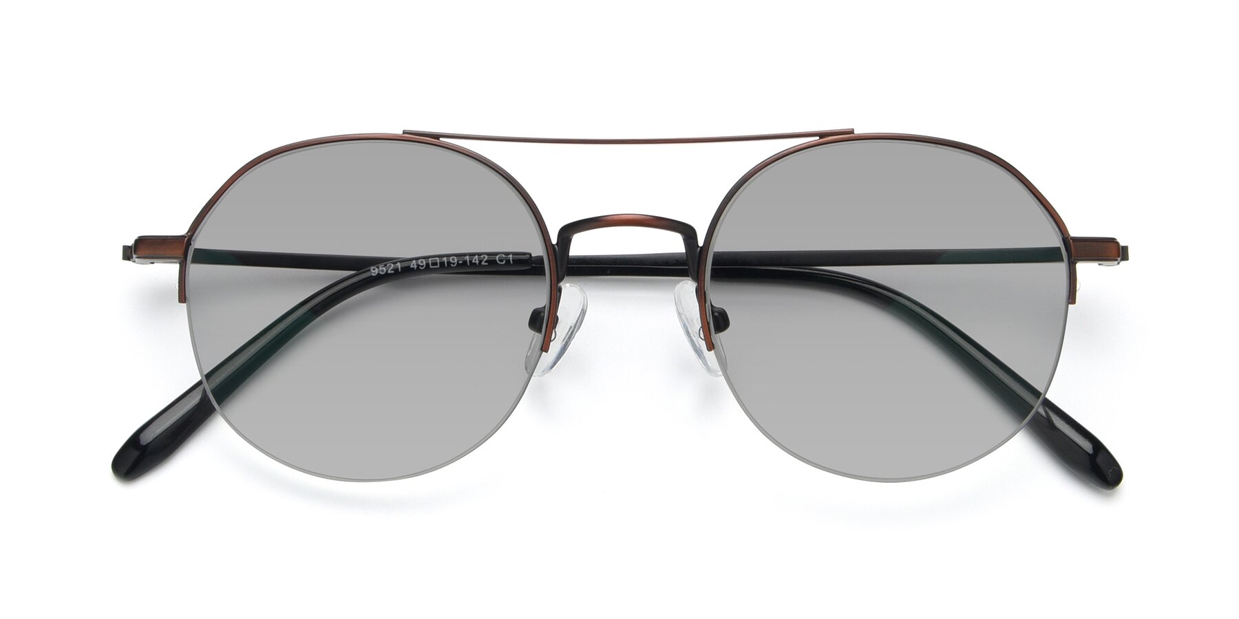 Folded Front of 9521 in Brown with Light Gray Tinted Lenses