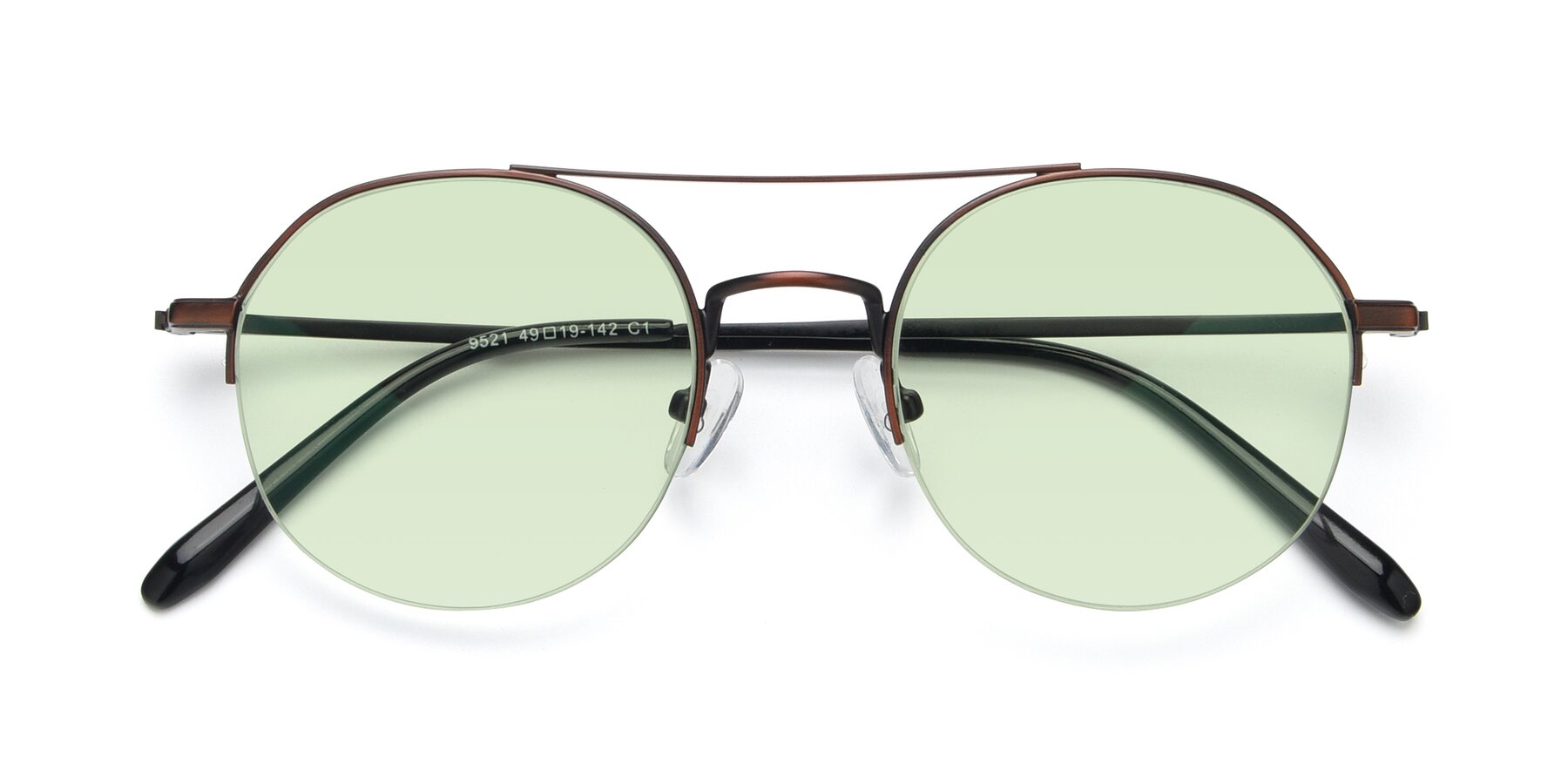 Folded Front of 9521 in Brown with Light Green Tinted Lenses