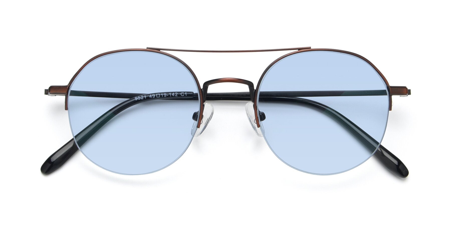 Folded Front of 9521 in Brown with Light Blue Tinted Lenses