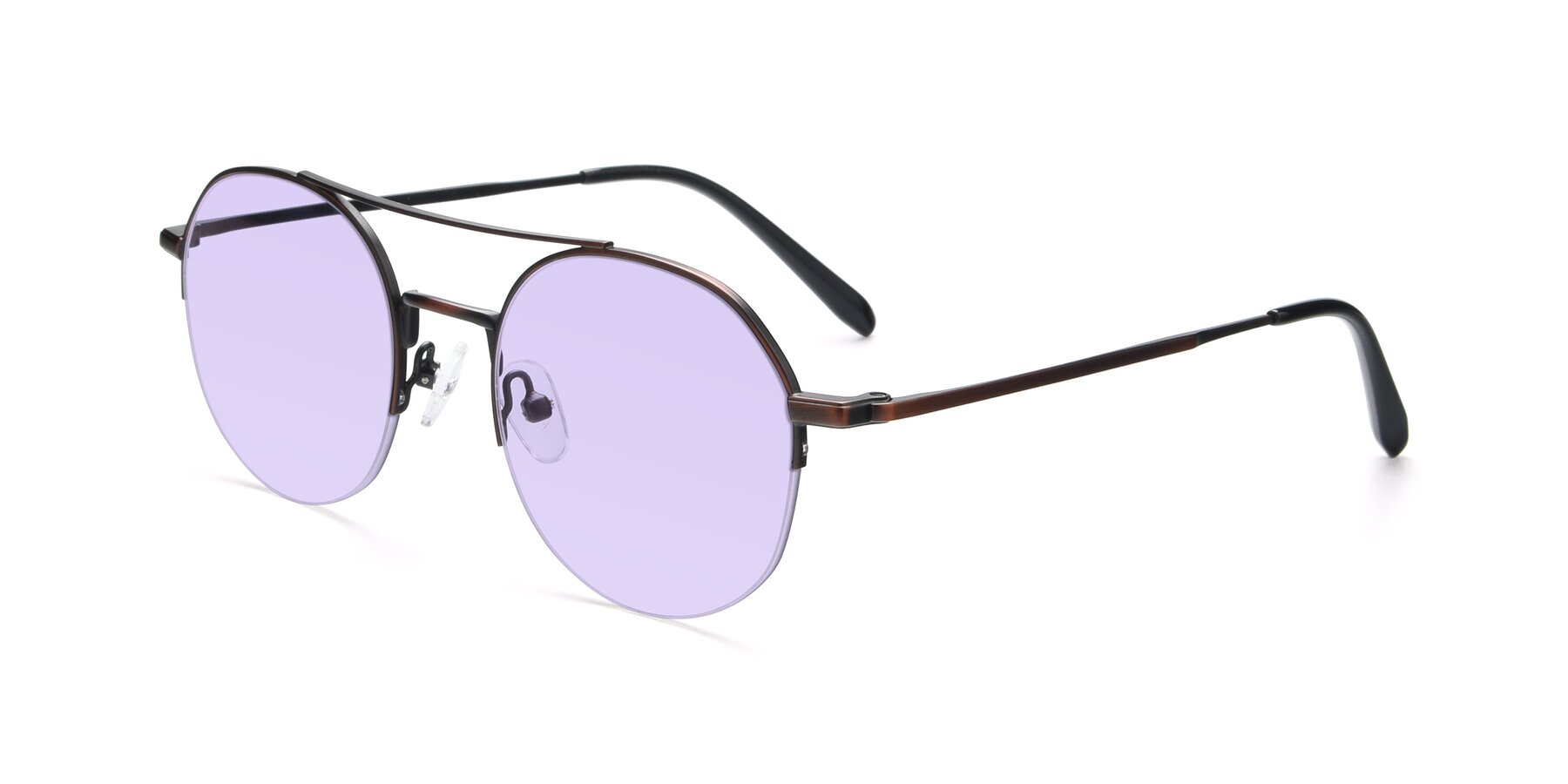 Angle of 9521 in Brown with Light Purple Tinted Lenses