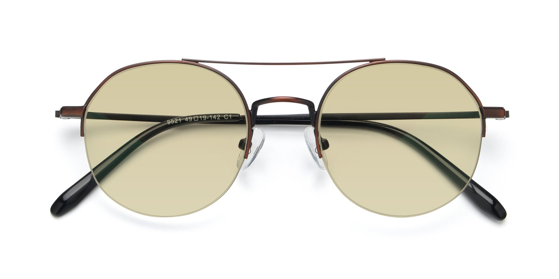 Folded Front of 9521 in Brown with Light Champagne Tinted Lenses