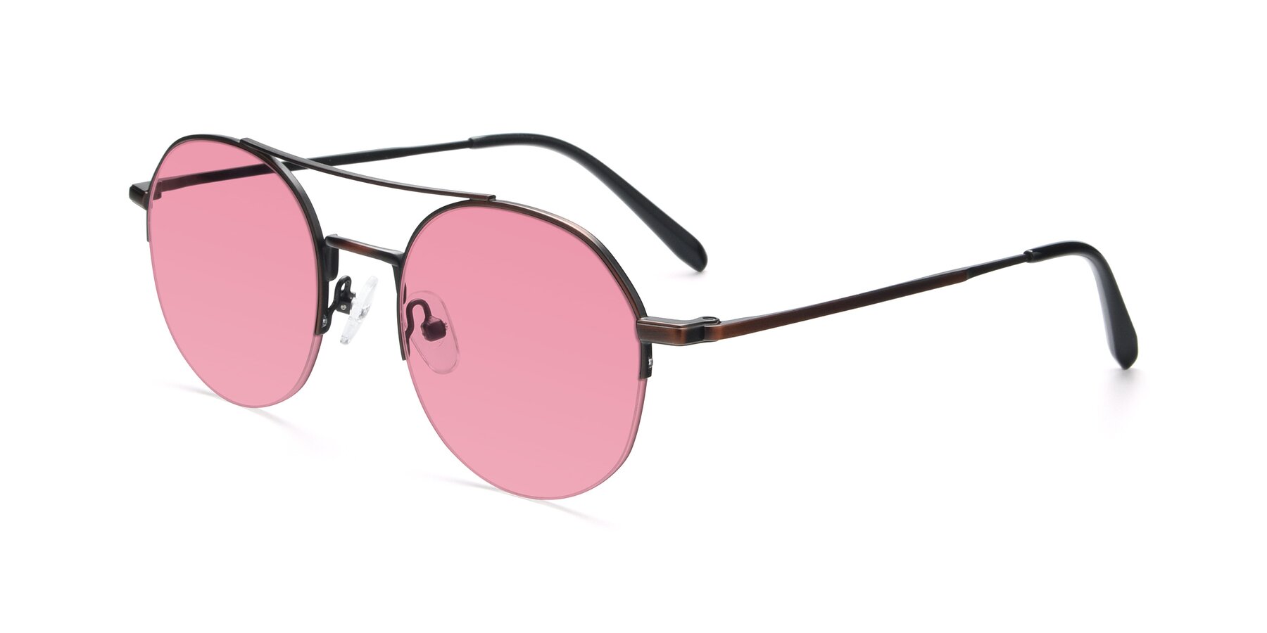 Angle of 9521 in Brown with Pink Tinted Lenses