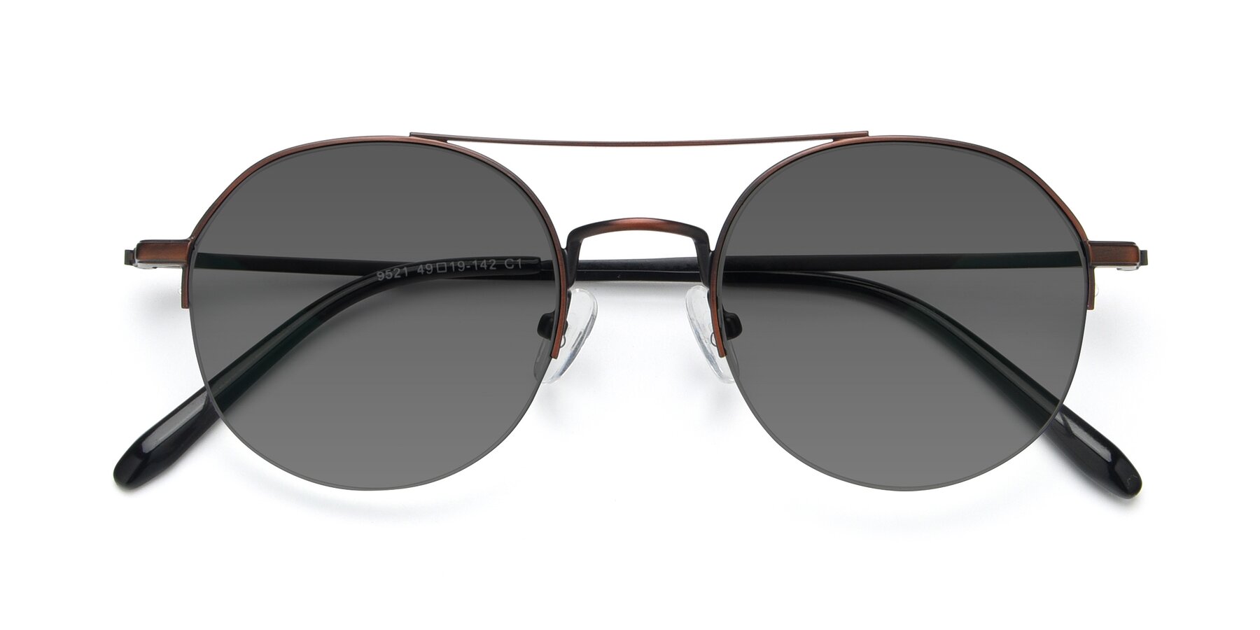 Folded Front of 9521 in Brown with Medium Gray Tinted Lenses